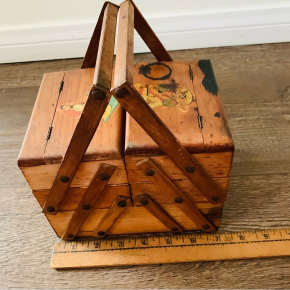 Vintage Handmade Wooden Serving Box - Picture 5 of 14